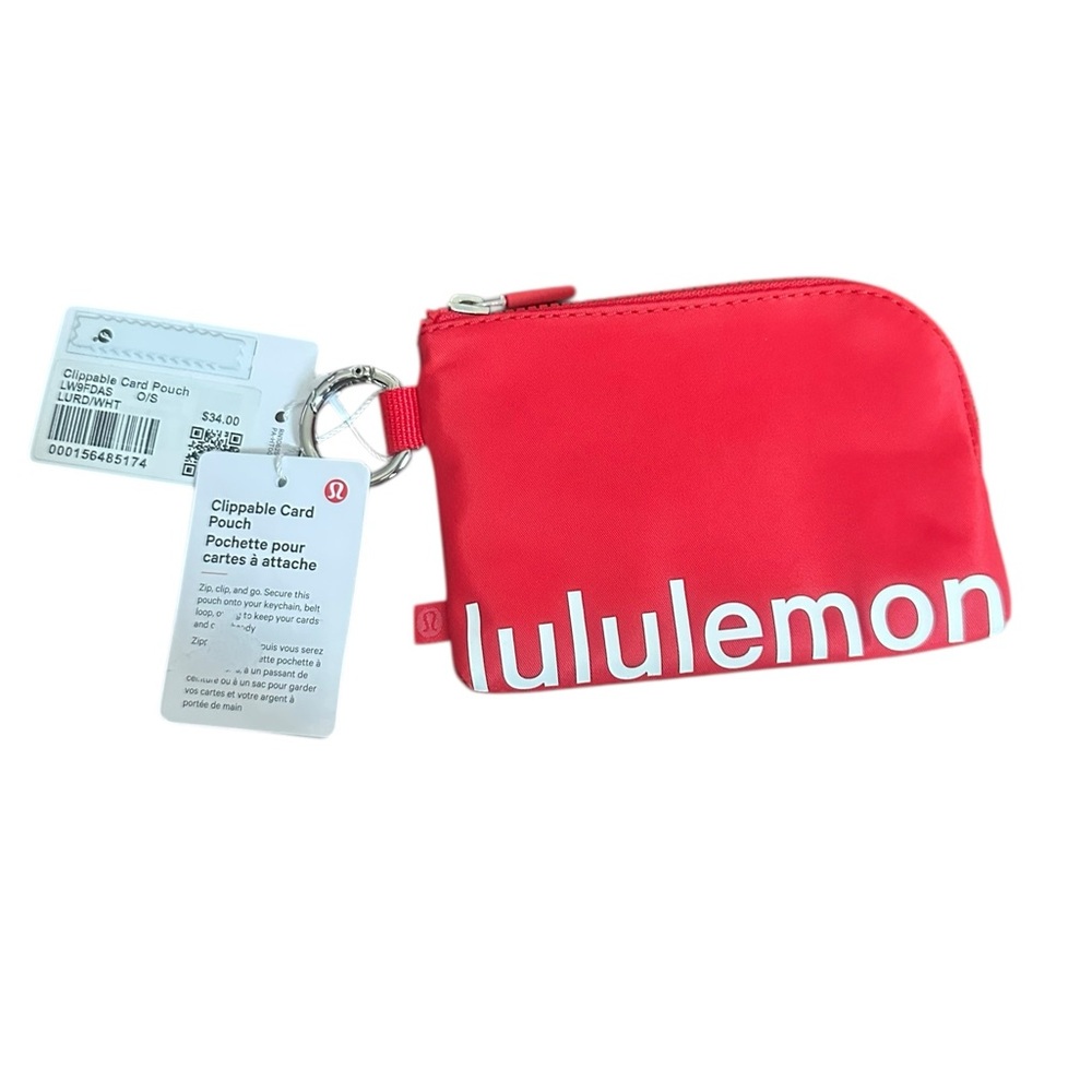 Lululemon Clippable Card Pouch NWT Lulu Red White